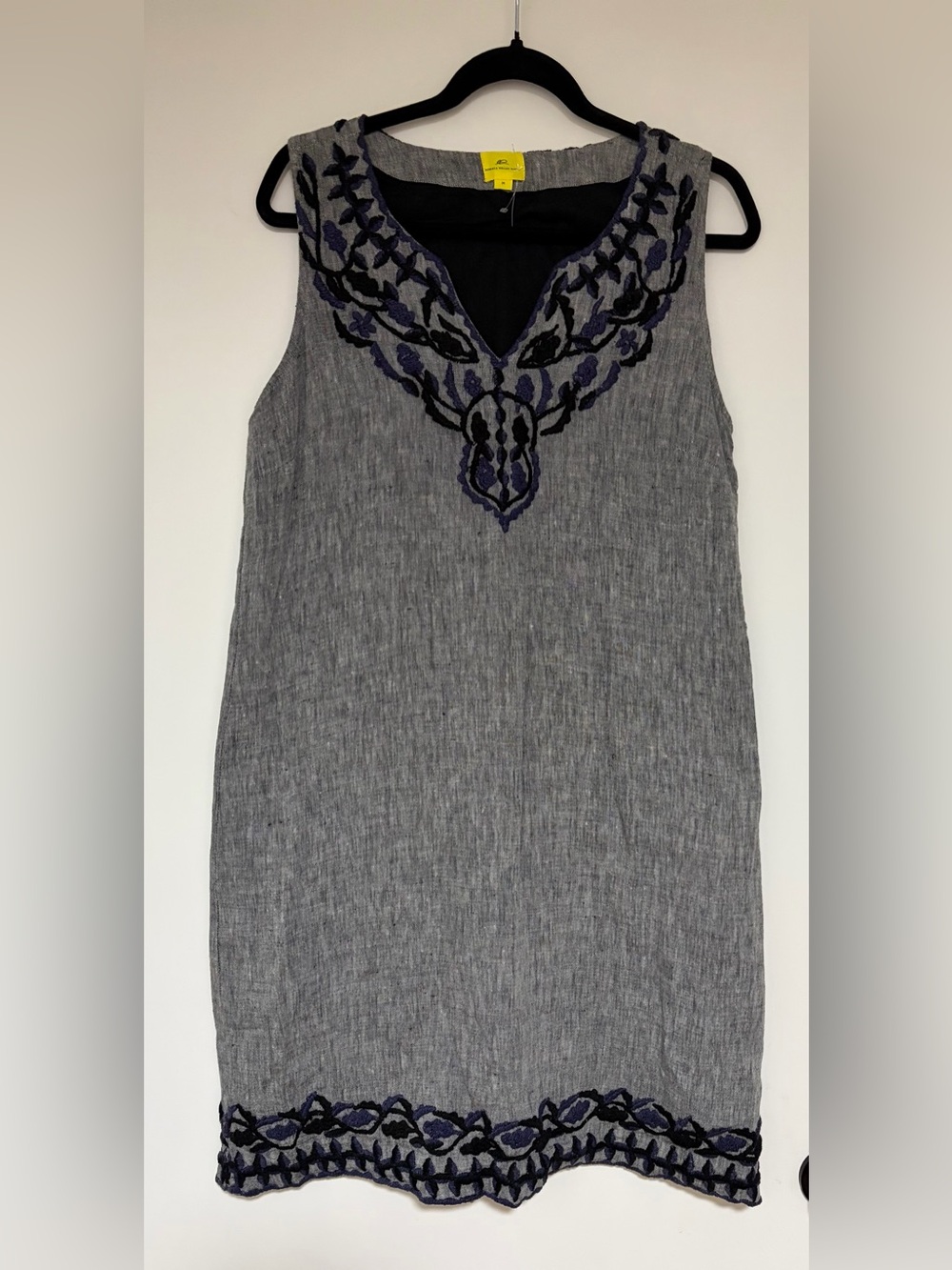 Roberta Roller Rabbit Blue Embroidered Linen Dress Size Medium